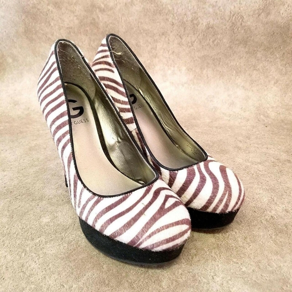 G by Guess Shoes - G by Guess Women's Black and White Zebra Print Heels